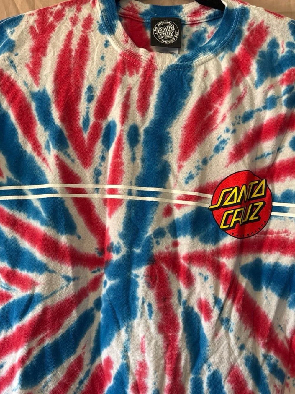 Santa Cruz Skateboards Red & Blue Tie-Dye Short Sleeve Tee